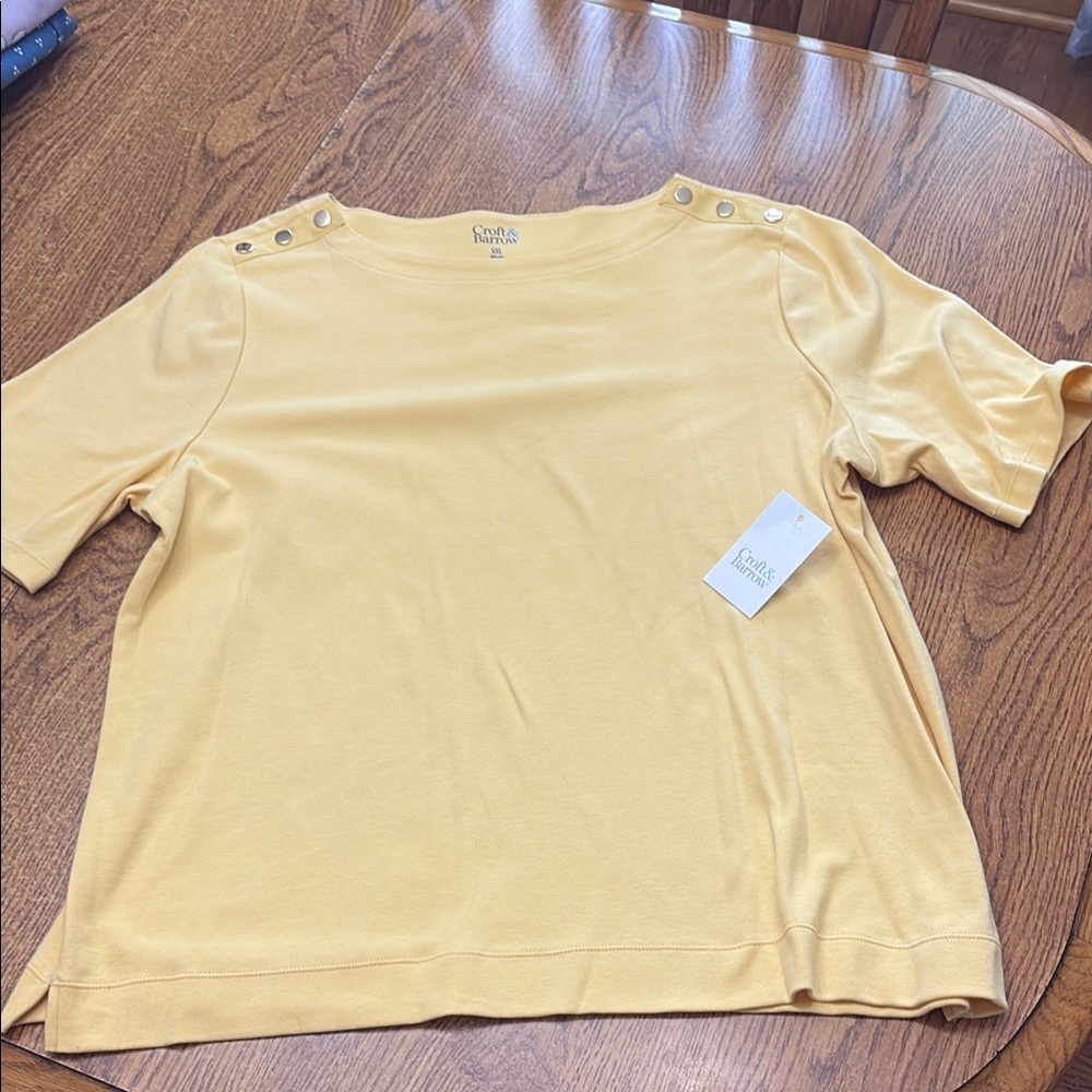 Croft & Barrow Yellow Boxy Short Sleeve T-Shirt